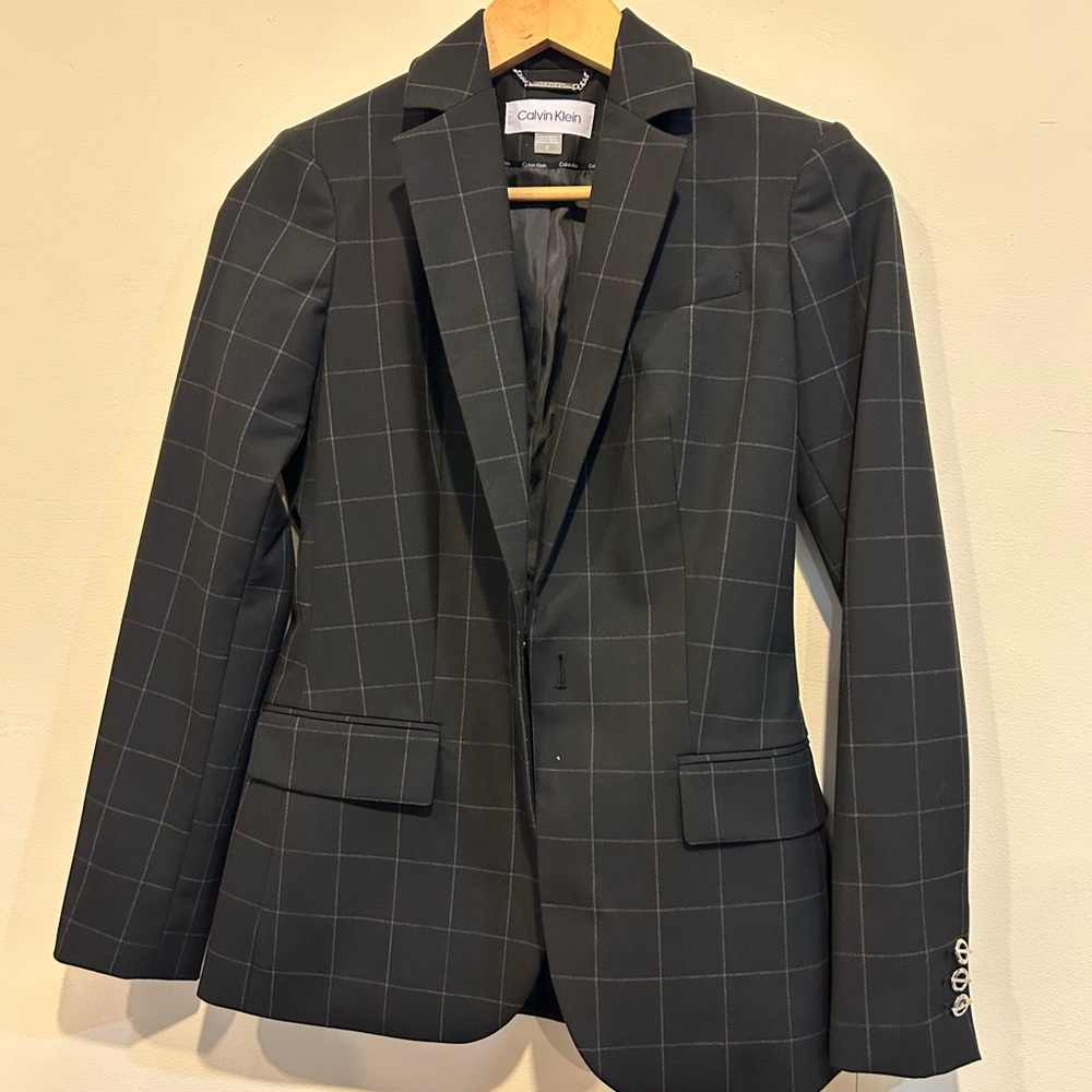 Calvin Klein Black Windowpane Blazer for women